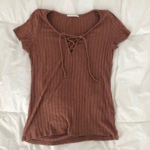 Brown, Criss-Crossing T-shirt